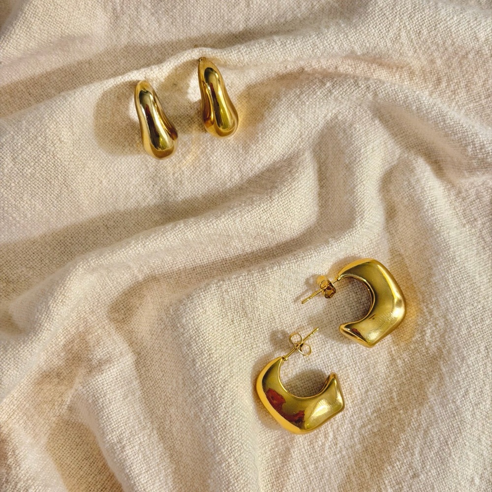 Women’s Gold Chunky Open Square Hoop Trendy Statement Hypoallergenic Earrings